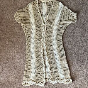 POL Beige Open-Knit Women's Cardigan